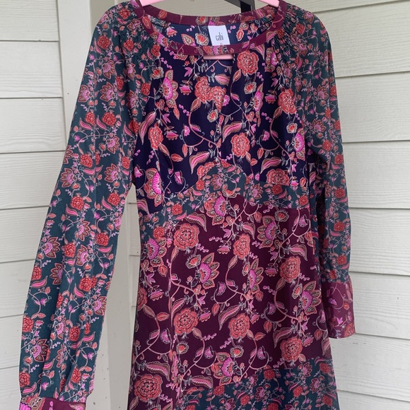 Cabi floral mix media fall Retro Floral Maxi bohemian Dress xs - Picture 3 of 12